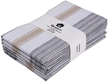 Premium Kitchen Towels 20x30 in Cotton Dish Towels for Kitchen, Grey/Biege Dish Cloths for Washing Dishes, Hand Towels for Kitchen, Tea Towels & Bar Mops for Kitchen - Set of 6