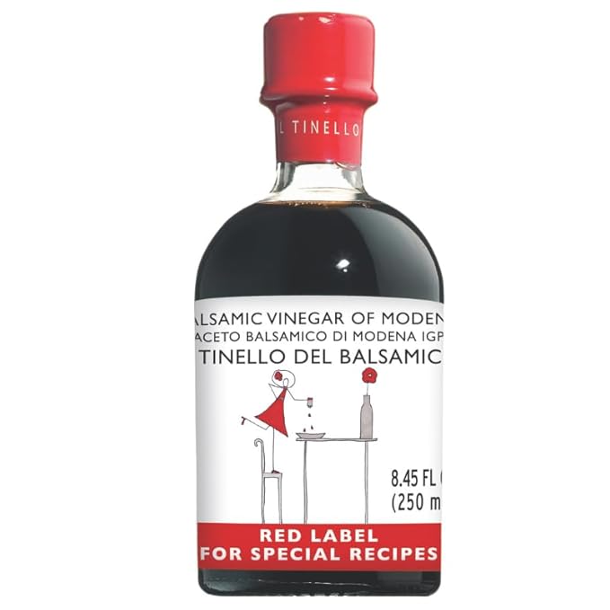 IL TINELLO Balsamic Vinegar of Modena IGP, Red Label, 100ml (8.5 fl oz) ??Aceto Balsamico di Modena pairs with Cheese, Risotto, Fruit & Cooked Vegetables, 65 Brix, 6% acidity, Product of Italy