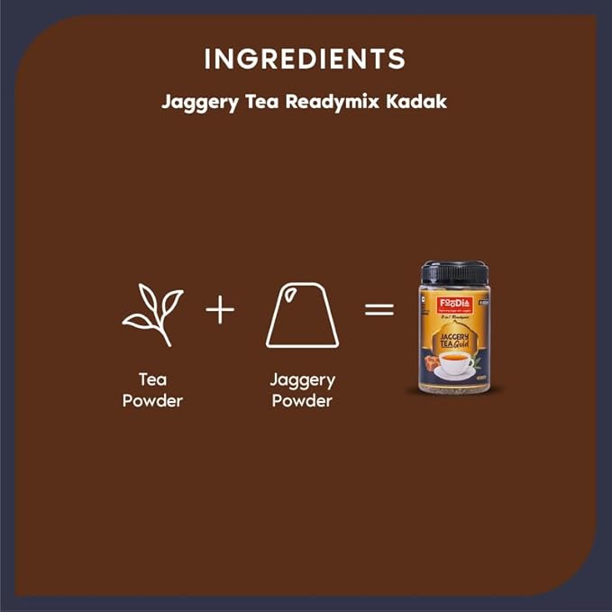 FOODIA Jaggery Kadak GOLD Tea | 3 in 1 Premium Readymix with Jaggery & Strong Tea Powder | 400gm