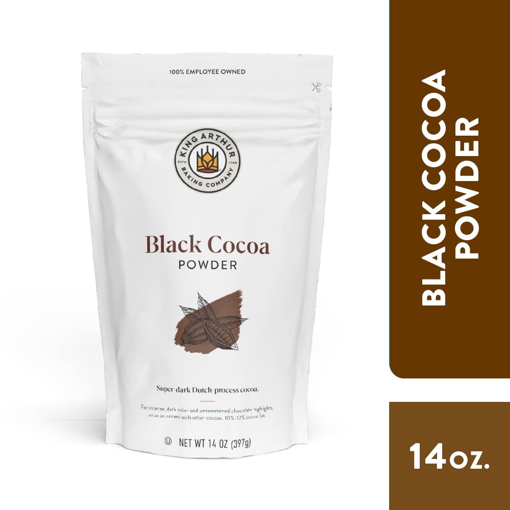 King Arthur Black Cocoa Powder, Dutch Processed Cocoa for Baking, Intense Dark Chocolate Flavor, Unsweetened, 14oz Resealable Bag