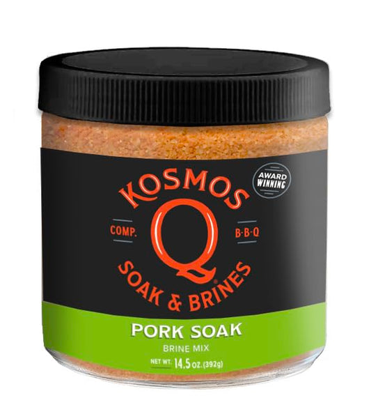 Kosmos Q Pork Brine Soak & Seasoning, Sweet Brown Sugar & Worcestershire Infusion For Pork Chops, Roasts, Shoulder, Smoking, Grilling, Roasting, Locks In Juiciness, Savory Flavor, Mix, 16 Oz Jar