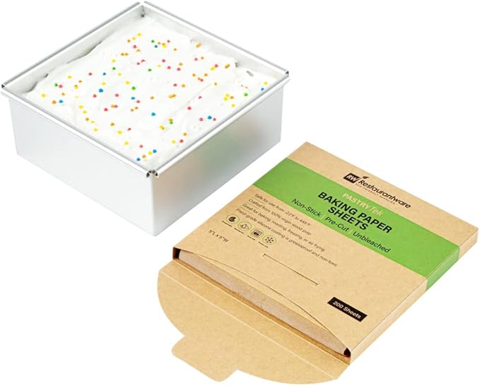 Restaurantware Pastry Tek 5 x 5 Inch Parchment Paper Sheets 1000 Greaseproof Baking Sheets For Oven - Pre-cut Double-Sided Silicone Coating Unbleached Paper Nonstick Baking Sheets Reusable