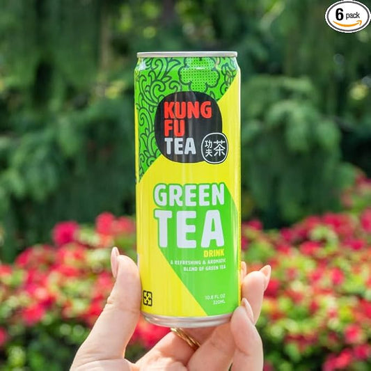 Kung Fu Tea Canned Green Tea – Lightly Sweetened Green Tea in a Can, Ready to Drink – All Natural, Premium Iced Tea – 10.8 oz Cans, Pack of 6