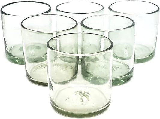 Clear 12 oz Large DOF Glasses (set of 6), Recycled Glass, Lead-free, Toxin-Free (12oz Large DOF)