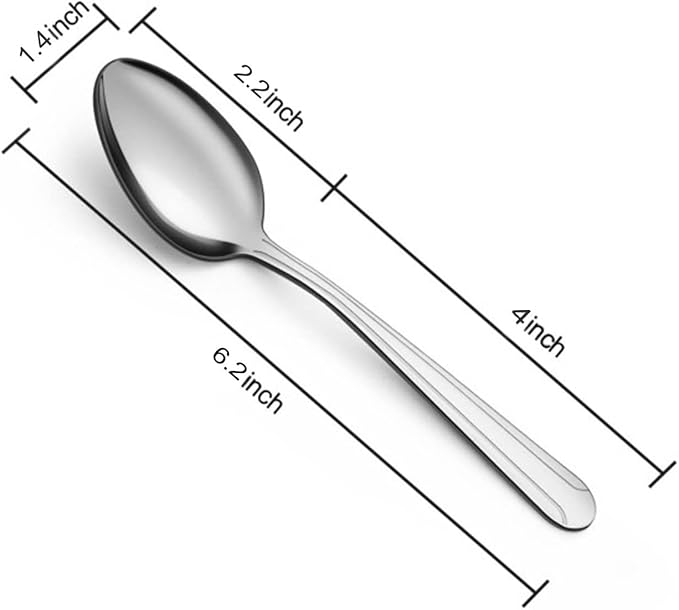 BEWOS 24 Pieces Tea Spoons Set, 6.2 Inches Stainless Steel Teaspoons Silverware, Coffee Spoons, Small Mirror Polished, Dishwasher Safe, Silver For Home, Restaurant