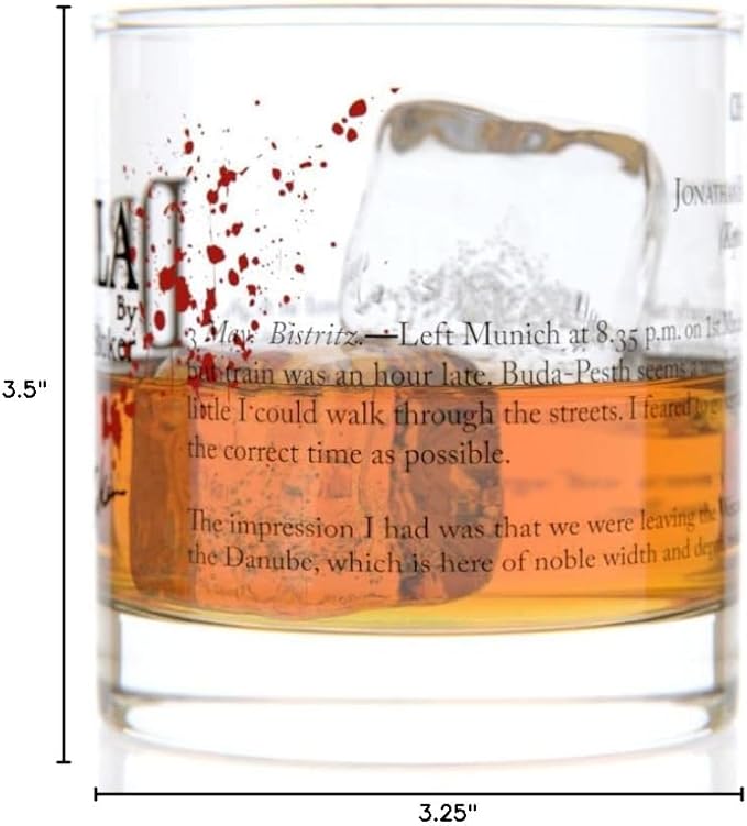 Well Told Classic Literature Rocks Glass - Dracula by Bram Stoker - Old Fashioned Whiskey Glass Gift for Book Lovers (11 oz)