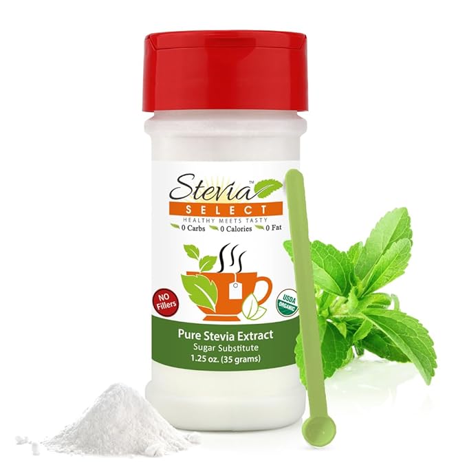 Stevia Select Organic Stevia Powder - Sugar Free Plant Based Pure Stevia Sweetener Stevia Extract Keto Sugar Substitute No Fillers Zero Calorie 1.25 Ounce