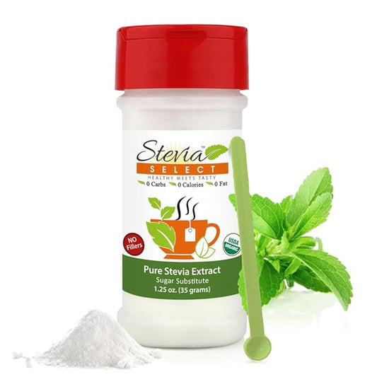 Stevia Select Organic Stevia Powder - Sugar Free Plant Based Pure Stevia Sweetener Stevia Extract Keto Sugar Substitute No Fillers Zero Calorie 1.25 Ounce