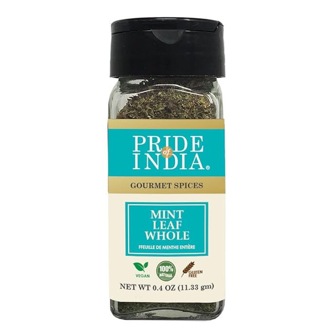 Pride of India ??Mint Leaf Whole ??Cut & Sifted for Convenience of Use ??Good for Culinary Uses ??Ideal for Tea/Beverages ??Easy to Use ??1 oz. Small Dual Sifter Bottle