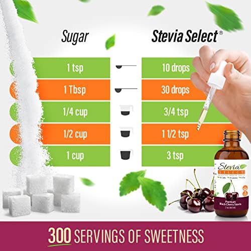Stevia Select Black Cherry Pure Stevia Liquid - Zero Calorie Sweetener - All Natural Liquid Stevia Extract Flavor Drops - Keto All - Natural sweetener - Keto Sweetener 2 Oz (2 Pack)