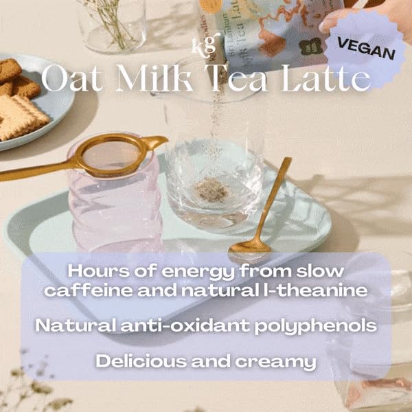 Kola Goodies - Oat Milk Tea Latte - Vegan - Mood Lifter w/Low Caffeine - Made with Loose Leaf Ceylon Tea, Oat Milk Powder, Monk Fruit Sweetener & Raw Coconut Sugar - Ready in 3 Minutes - 10 Sachets