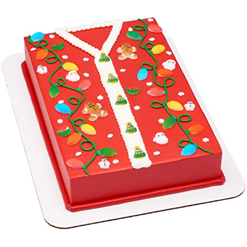 Red, Orange, Yellow, Green, and Blue Mini Christmas Light Edible Sugar Cake Toppers, 24 Count