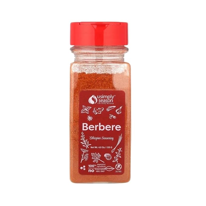 USimplySeason Berbere Spice, 4.8oz - Ethiopian Inspired Blend for Hearty Stews & Meats - Vegan, Non-GMO, Crafted in USA