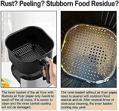 Numola Air Fryer Parchment Paper Liners, 100 Pcs Disposable Papers Liner for Baking, 9 Inch Safe and Non-stick Unbleache Steamer Liner for Microwave, Oven, Steaming Basket