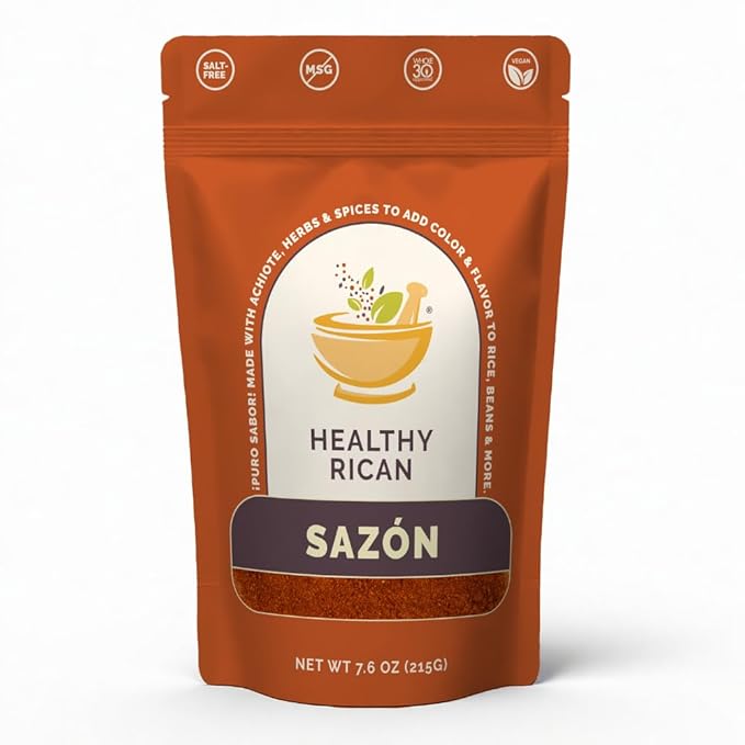 Healthy Rican Sazon Seasoning 7.6 oz Large Pouch Puerto Rican Latin Spice Blend No Red 40 Gluten Free Keto Whole30 Approved No MSG Preservatives Artificial Flavors Non GMO Low Sodium (Sazon Large)