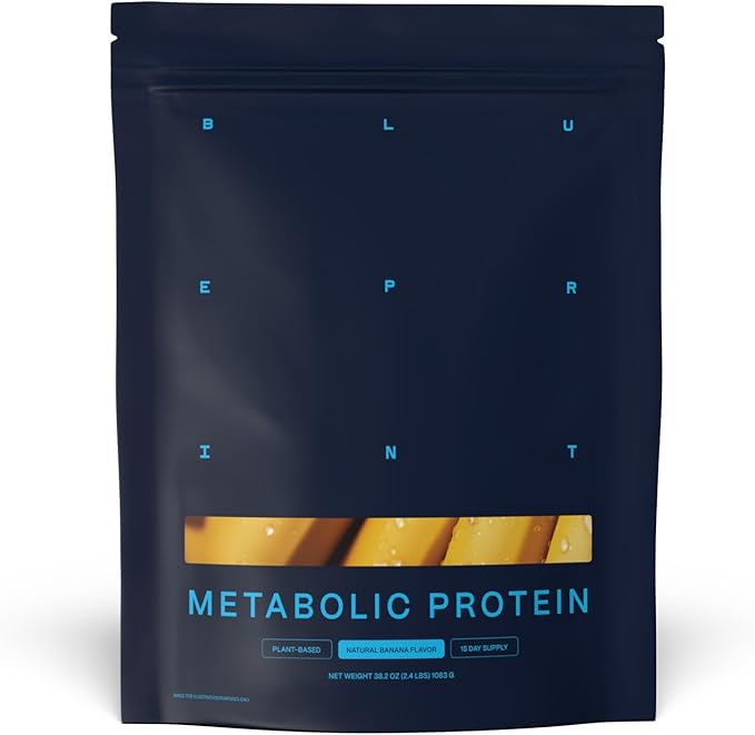 Blueprint by Bryan Johnson Vegan Protein Meal Replacement ??Plant Based Hemp Protein with 27g Protein Per Serving ??Low Calorie, Flavored Protein for Women & Men ??Dairy Free ??15 Servings - Banana