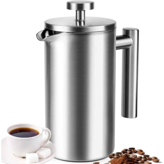 French Press 34 oz, Full Stainless Steel French Press Coffee Maker 4 Cups