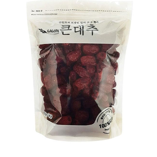 GAGOPA Dried Jujube Fruit ??100% Korean Red Dates, Naturally Sweet Flavor, Caffeine-Free Herbal Infusion, Great for Tea, Soups & Samgyetang, 500g Bulk Pack