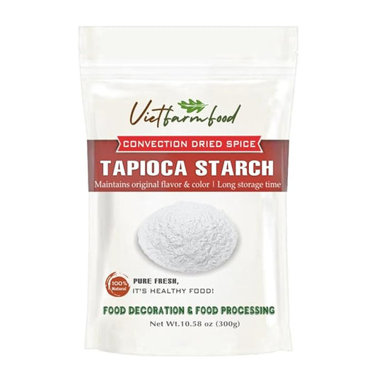 TAPIOCA STARCH 10.58 Oz (300g) VIETFARMFOOD: Natural pure, convection dried seasoning made from real vegetables - perfect for adding flavor to any meal, from cooking, baking, salads, soups, sauces