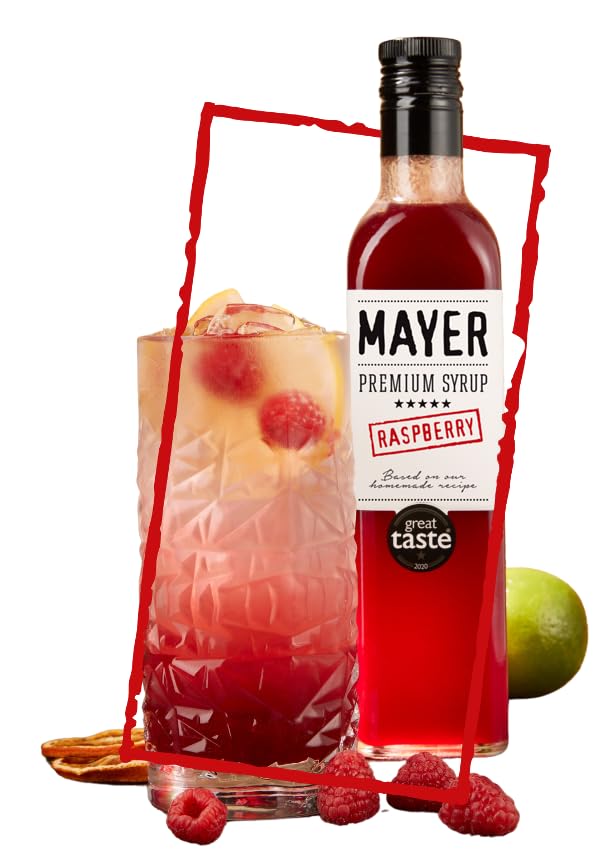 Mayer Hungarian Premium Raspberry Artisanal Syrup ??Award-Winning, All-Natural, Over 50% Real Raspberries, Vegan, Gluten-Free (16.9 oz Bottle) ??Great Coffee & Cocktail Syrup, No Artificial Additives.