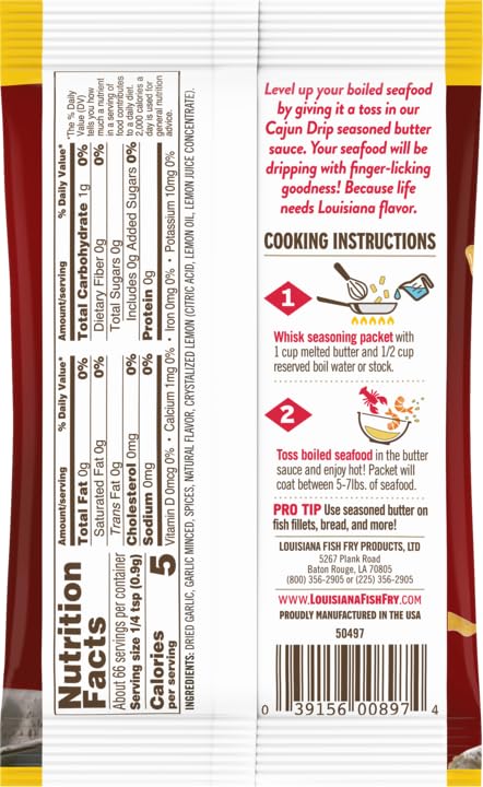 Louisiana Fish Fry Cajun Drip 2oz Bag - Seafood Seasoned Butter Sauce - Elevate your boiled seafood game with Louisiana Fish Fry Cajun Drip (Variety Pack - Try All Three)