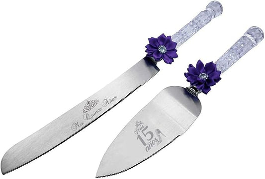 GIFTS INFINITY Personalized Mis Quince Anos Cake Knife and Server Set Valentine's Day Gift (CK-1PS)