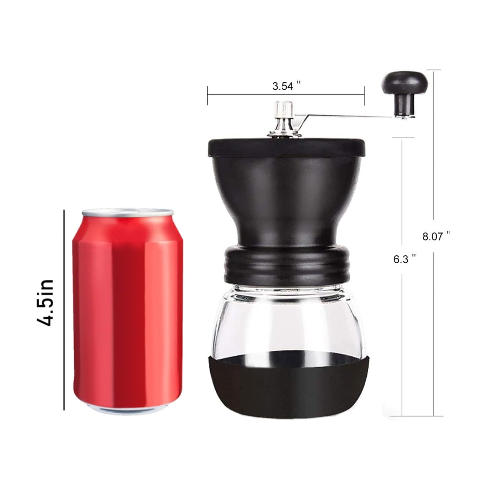 PARACITY Manual Coffee Grinder, Ceramic Burr, 2 Glass Jars, 11oz per Jar