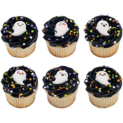 White Ghost Edible Sugar Cake Toppers, 12 Count
