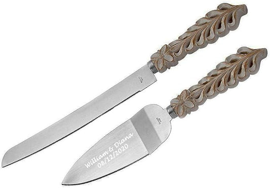 GIFTS INFINITY Personalized Wedding Cake Knife and Server Set Free Engraving - Valentine's, Wedding, Bithday (BO-101)