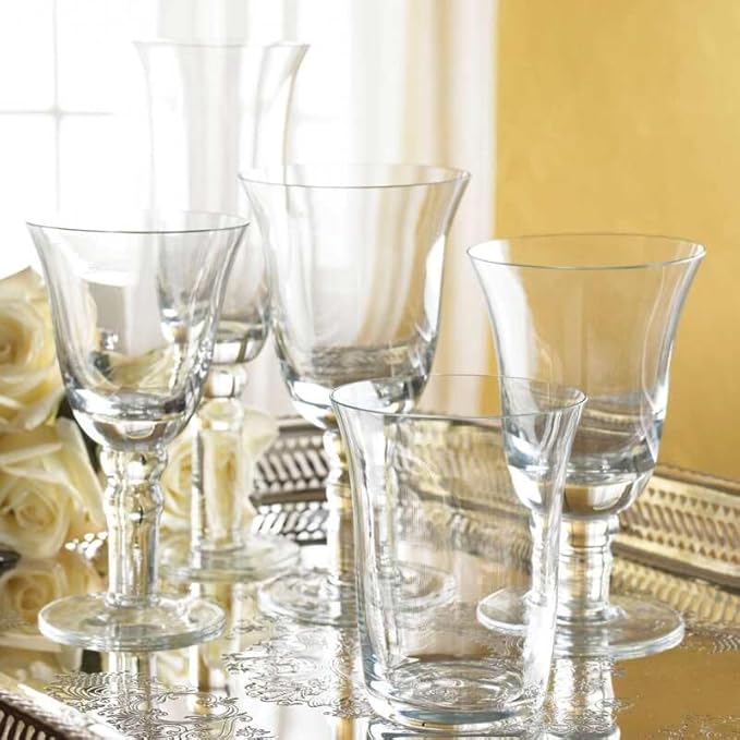 Vietri Puccinelli Iced Tea Glass 6.25" H, 12 oz Crystal Clear Stemmed Glassware, Water Goblet Stemware