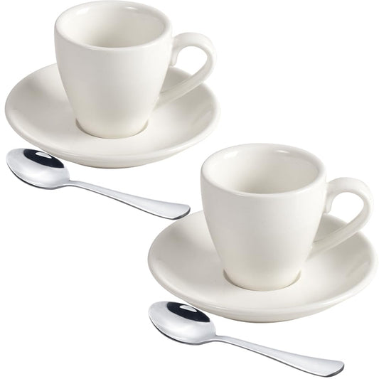 ionEgg Porcelain Espresso Cup with Saucer And Stainless Steel mini Spoons, Espresso shot Cup