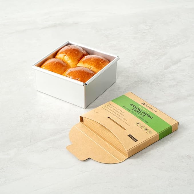 Restaurantware Pastry Tek 4 x 4 Inch Parchment Paper Sheets 1000 Greaseproof Baking Sheets For Oven - Pre-cut Double-Sided Silicone Coating Unbleached Paper Nonstick Baking Sheets Reusable