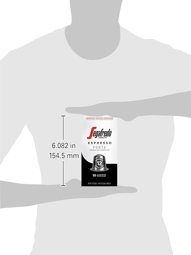Segafredo Zanetti Espresso Capsules – Aluminum Pods for Nespresso Original Machines – Extra Dark Roast Premium Espresso with a Bold Aroma – Smoky, Intensity 12 – Forte, 10 Count