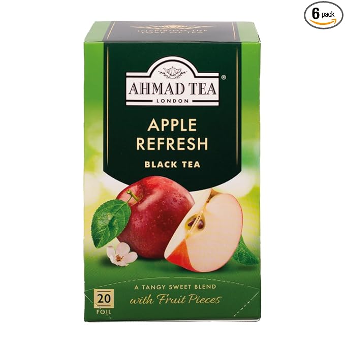 Ahmad Tea Apple Refresh Black Tea, 20-Count Tea Bags (Pack of 6)