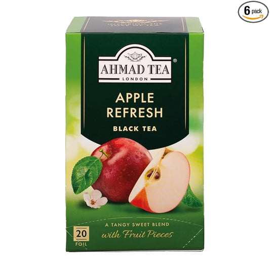 Ahmad Tea Apple Refresh Black Tea, 20-Count Tea Bags (Pack of 6)