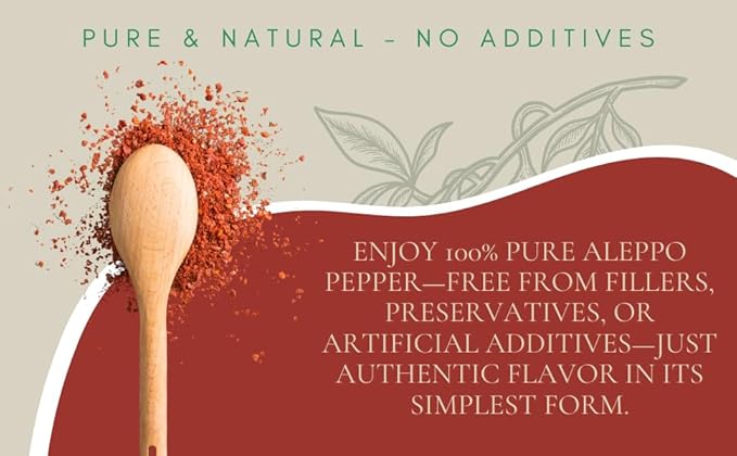 Premium Aleppo Pepper Flakes, Naturally Sun-Dried, Small Batch Spice for Smoky Flavor & Balanced Heat, Gourmet Alternative to Red Chili & Red Pepper, 2oz