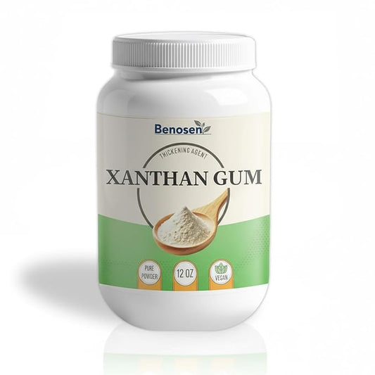 Benosen Xanthan Gum Powder 12 oz ??Food-Grade Thickener & Stabilizer for Gluten-Free Keto Baking ??Sauces Dressings Gravies ??Pure Vegan Hydrocolloid ??Resealable Jar