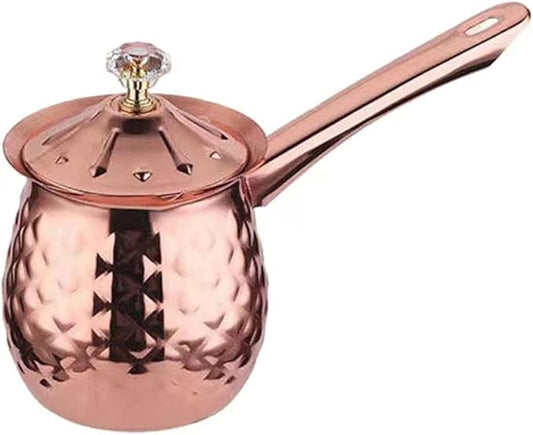 20 Oz / 600 Ml Stainless Steel Turkish Greek Arabic Coffee Pot, Stainless Steel Stovetop Coffee Maker with Lid and Handle, Espresso Maker, Milk & Butter Warmer, Rose Gold
