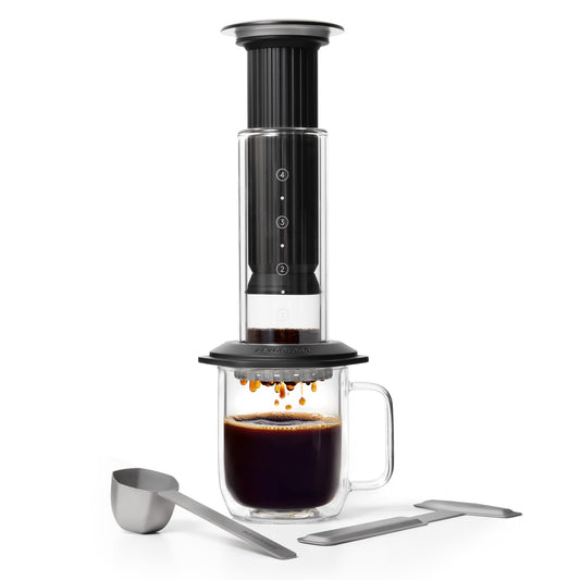 AeroPress Premium Coffee Press, Glass, Stainless Steel & Aluminum, Black