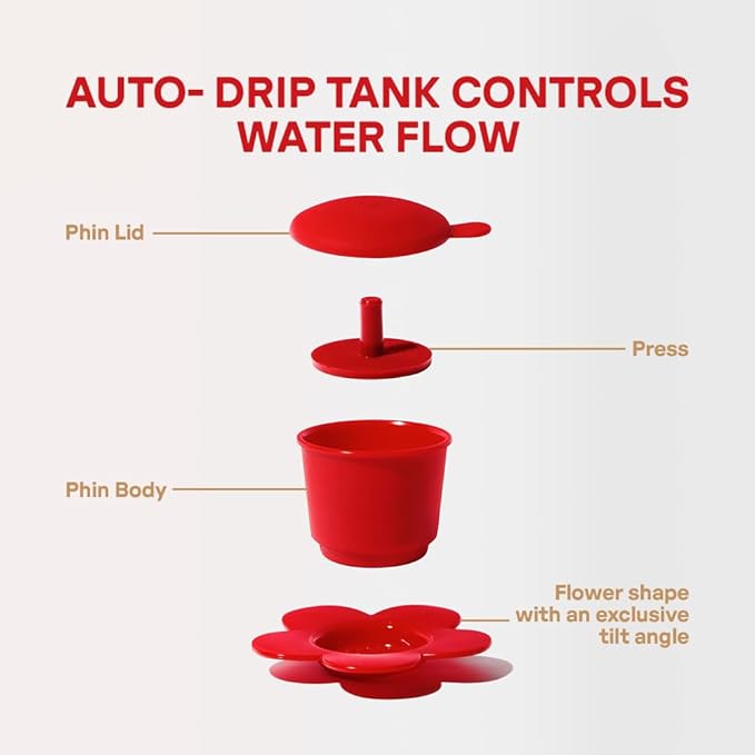 Pour Over Coffee Dripper - Vietnamese Phin Filter ??Single Cup Coffee Maker 1-2 Cup with Flower Design ??Plastic Reusable Coffee Filter for Manual Brewing, Travel Friendly (Red)