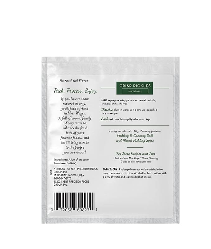 Mrs. Wages Alum, Easy-To-Use, Add Extra Crispness To Variety of Foods, Extra Snap in Every Bite, 1.9 oz Packet (Value Pack of 12)