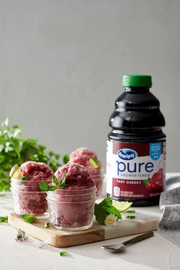 Ocean Spray® Pure Unsweetened Tart Cherry, 100% Tart Cherry Juice, 32 Fl Oz Bottle (Pack of 8)