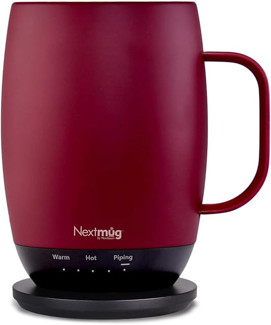 Nextmug Plus - Temperature-Controlled, Self-Heating Coffee Mug (Burgundy - 18 oz.)