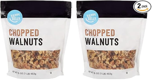 Amazon Brand - Happy Belly Chopped Walnuts, 16 ounce (Pack of 2)