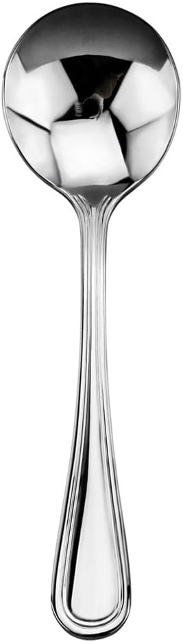 New Star Foodservice 58185 Slimline Pattern, 18/0 Stainless Steel, Bouillon Spoon, 5.7-Inch, Set of 12