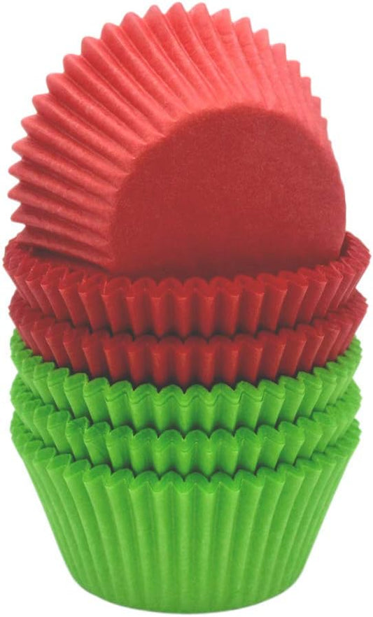 Red and Green Greaseproof Cupcake Liners Standard Paper Baking Cups for Party and More, 150-Count