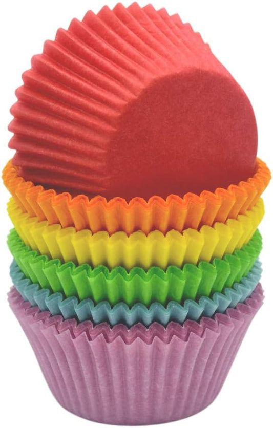 Rainbow 6-Color Greaseproof Cupcake Liner Standard Paper Baking Cup for Party and More, 150-Count
