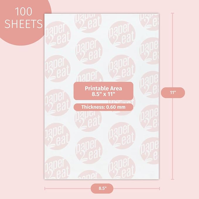 Printable Edible Wafer Paper Sheets from paper2eat (0.60 mm - 100 sheets/Plain)