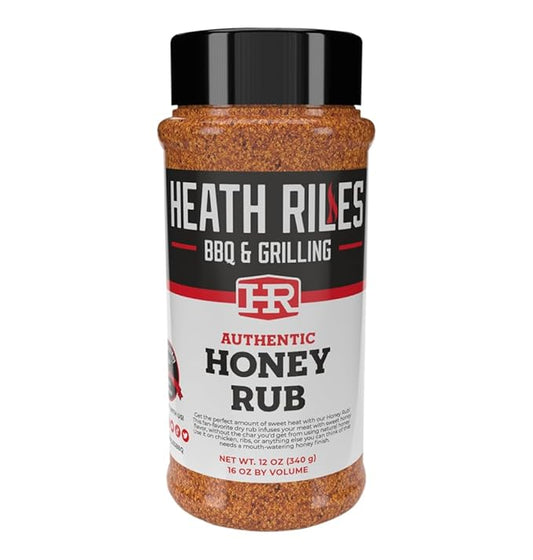 Heath Riles BBQ Rub - Honey Seasoning, Champion Pitmaster Recipe, Legendary BBQ Rubs For Smoking & Grilling, 70+ BBQ Championships, 12 oz.