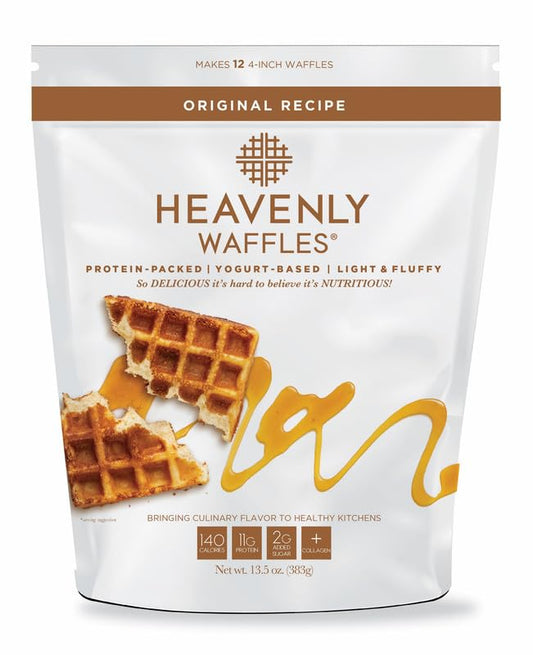 Heavenly Waffles짰 Mix, Original Recipe, 11g Protein, Yogurt Based, Healthy and Nutritiously Balanced, Superior Tasting Waffles and Pancakes, 13.5 oz Pouch
